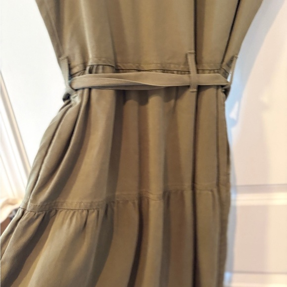 Maison Jules Army Green 100% Tencel Utility-Pocket Shirt Dress Size Large - Picture 15 of 15